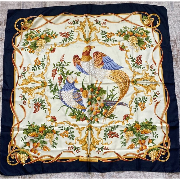 Vintage Salvatore Ferragamo Silk Scarf - Birds